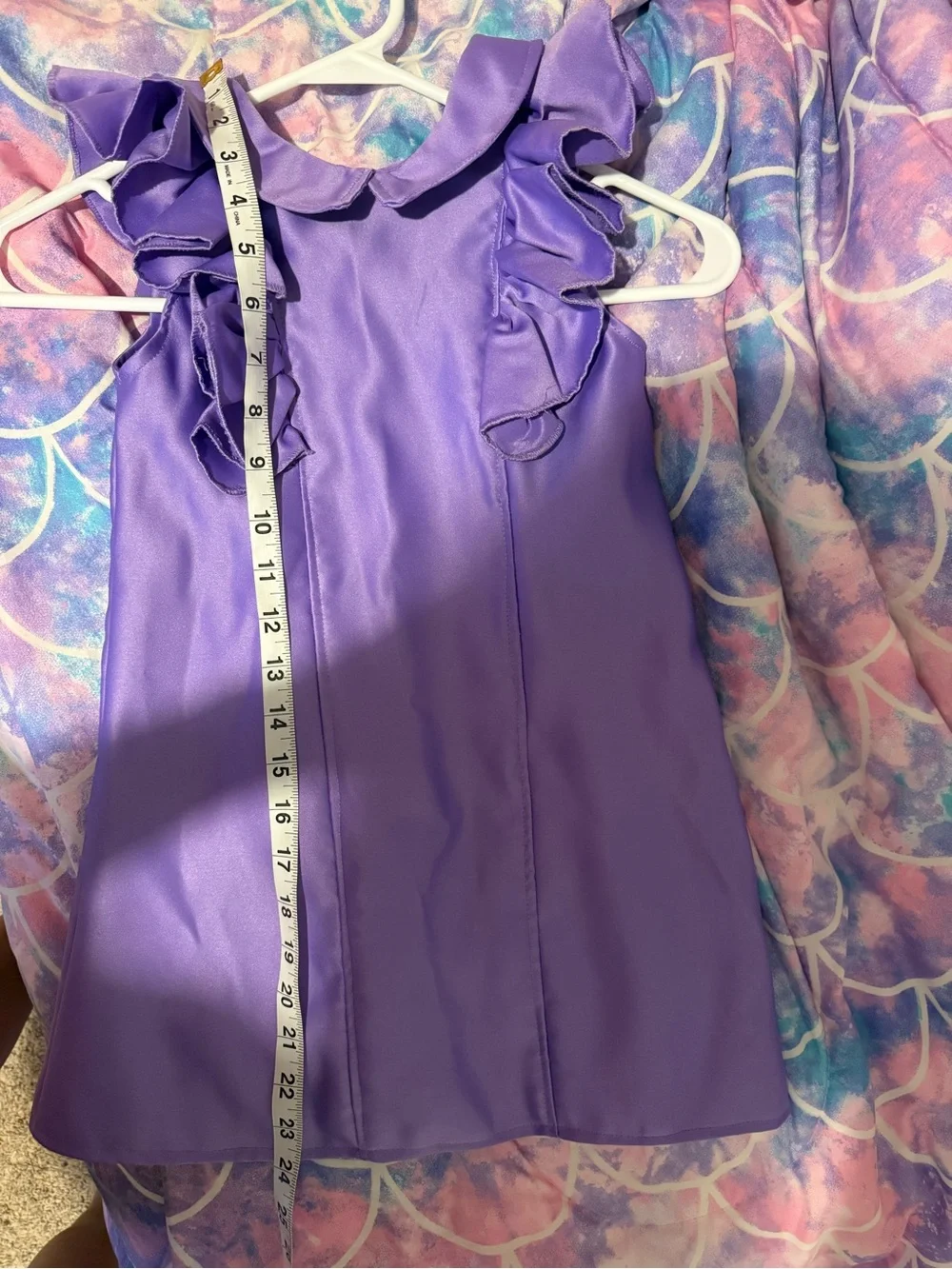 Girls Purple Ruffle Collar Dress